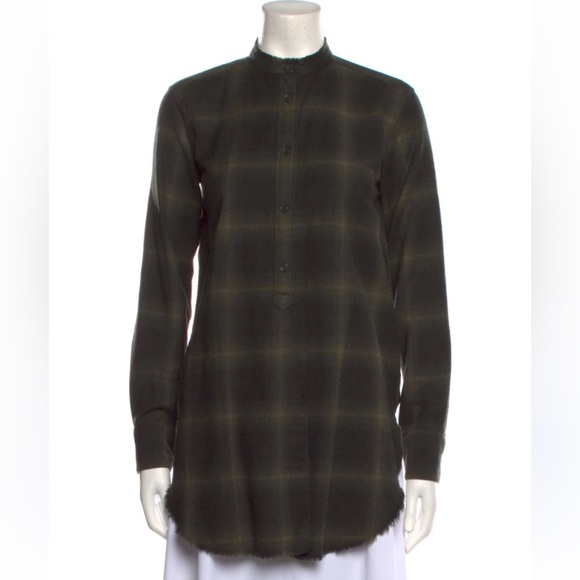 Helmut Lang Wool cashmere Plaid collarless button front Tunic 31199 - Picture 2 of 13
